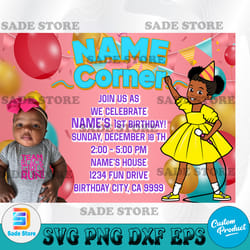 editable birthday invitation gracie's corner customized, gracie's corner png, gracie's corner birthday, gracie's corner