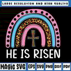 he is risen leopard rainbow jesus chris-ti-an happy easter day png, he is risen, easter bunny, digital download