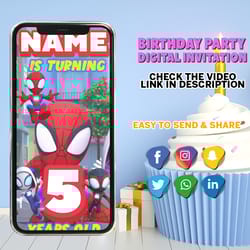 spidey and his amazing friends invitation, spidey video invitation, spidey invite, spidey birthday, spidey