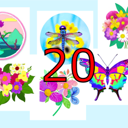 scrapbooking card set, pocket card - flower mix-4