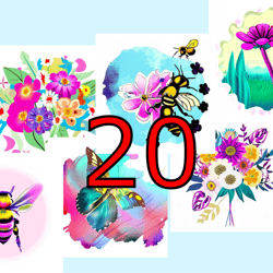 scrapbooking card set, pocket card - flower mix-8