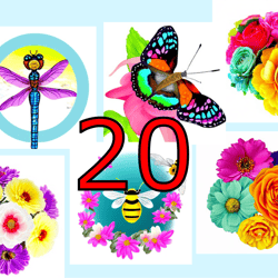 scrapbooking card set, pocket card - flower mix-9