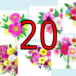 scrapbooking card set, pocket card - flowers-4