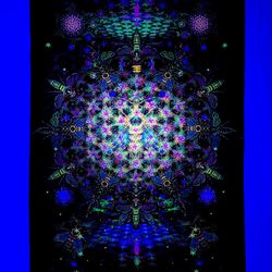 trippy tapestry home decor wall art 'fractal bee' mandala art bee print blacklight active psychedelic poster