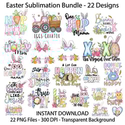 floral easter sublimation bundle png, 20 designs, easter clipart, easter shirt, easter kids shirt, cute easter png