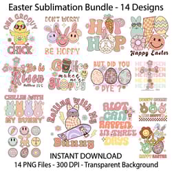 retro easter sublimation bundle png, 14 design, easter clipart, easter shirt, easter kids shirt, easter png, cute easter