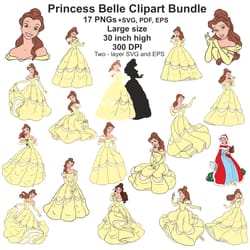 belle svg layered, belle clipart, belle cut file, beauty and the beast svg, hand-drawn large-size vector clip