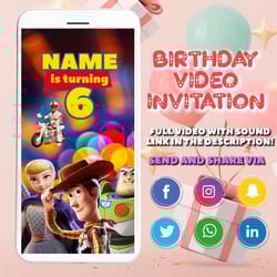 toy story video invitation, toy story invitation, toy story birthday invitation, toy story animated invitations buzz