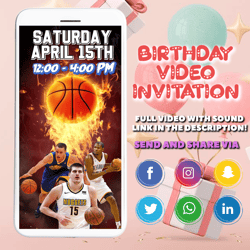 nba video invitation, video birthday invitation video invite, birthday party, basketball