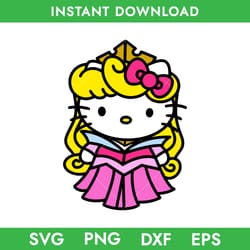 hello kitty auroura svg, hello kitty svg, aurora sleeping beauty svg, disney princess svg, png, dxf eps instant dowload
