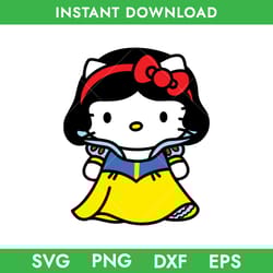 hello kitty snow white svg, hello kitty svg, princess snow white svg, disney princess svg, png, dxf eps instant dowload