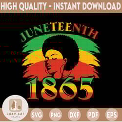 juneteenth 1865 svg digital file, black woman svg, afro woman, afro girl, juneteenth queen melanin african american wome