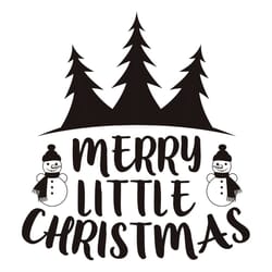 merry little christmas snowman christmas tree silhouette svg