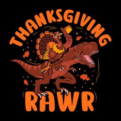 Thanksgiving Dinosaur And Turkey Vintage SVG PNG