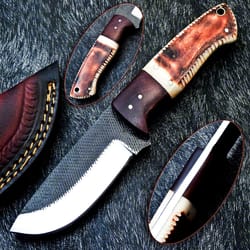 8 inch hand forged railroad spike carbon steel file steel blade full tang skinning hunting knife