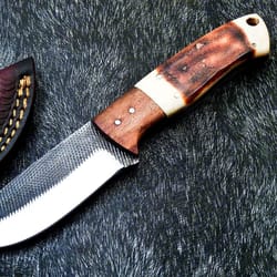 fixed blade skinning camping knife carbon fire steel knife, camping and hunting use