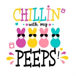 chillin with my peeps cute bunny face mask svg png
