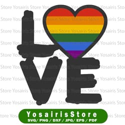lgbt love svg. rainbow flag heart. vector cut file for cricut, silhouette, pdf png eps dxf, decal, sticker, vinyl,
