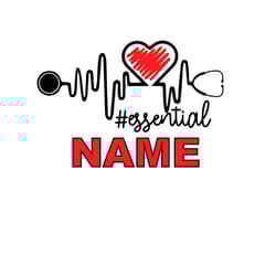 essential name svg, heartbeat stethoscope nurse svg png