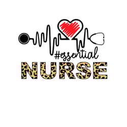 essential leopard pattern nurse svg, heart stethoscope svg png