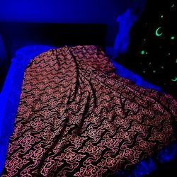 home blanket 2 sided print "fire dragon" picnic coverlet blacklight pattern soft cover orange blanket psychedelic carpet