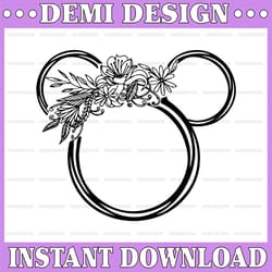 disney minnie floral svg, disney wreath svg, minnie mouse svg, minnie wreath svg, laurel svg, mickey mouse svg