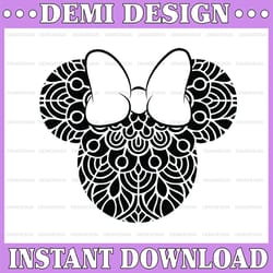 mickey mouse svg, minnie mouse svg, mickey head, minnie bow, mandala, tsvg svg design