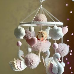 baby mobile crib baby girl mobile baby shower gift nursery decor nursery mobile felt ballerina mobile