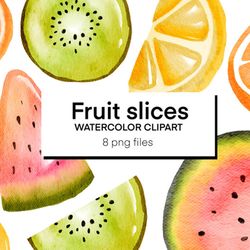 watercolor clipart set  fruit slices