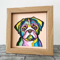 Dog 3D Layered SVG For Cardstock/ Colorful Pug Multilayer SVG/ 3D Dog Pop Art/ 3D Dog Papercraft SVG/ Pug 3D Cardstock