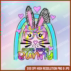 cutest easter bunny face leopard rainbow happy eatser day, easter png, happy easter png, easter day png, easter