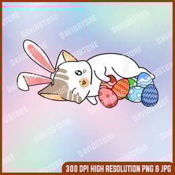 cat bunny ears egg hunting easter cute kitten kitty spring, easter png, happy easter png, easter day png, easter