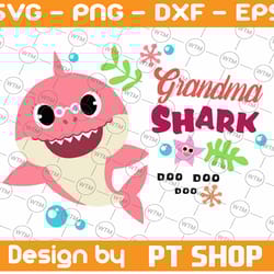 grandma shark svg, cricut cut files, shark family doo doo doo vector eps, silhouette dxf