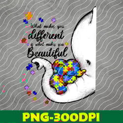 what makes you different is what makes you beautiful, elephant mom autism child, autism awareness svg
