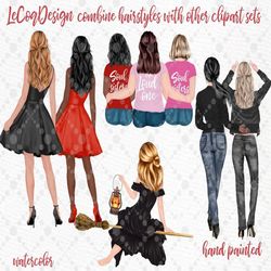 "Hairstyles clipart: ""HAIRSTYLES FOR GIRLS"" Custom hairstyles Long hair Girls hair clipart Planner Clipart Sticker cli
