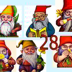 scrapbooking postcard set, pocket card - gnome gardener -7