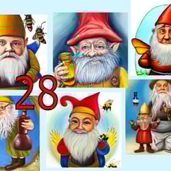 scrapbooking postcard set pocket card - gnome beekeeper -5