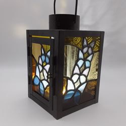 stained glass lamp, butterfly stained glass candle holder, goth decor tealight stained glass suncatcher witchy decor