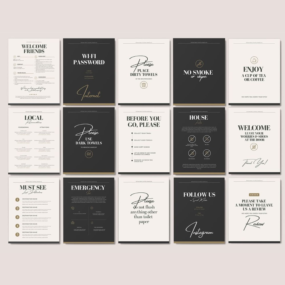 15 Airbnb Welcome Sign Template, 15 Posters, VRBO guest book, house manual template, Guest guide, Airbnb decor (9).jpg