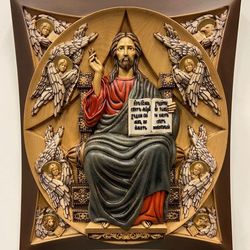 Icon of the Almighty image of the Savior in the Force handmade