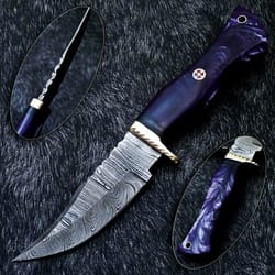 handmade damascus full tang bowie hunting knife