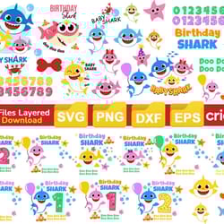 baby shark svg bundle, shark svg, baby birthday decorations, family shirt, svg, png, eps, dxf, bundle svg - download