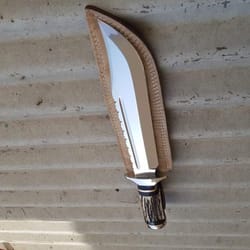 14 inches handmade d2 steel stag horn handle big camping knife