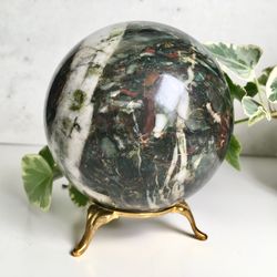 Green Jasper Sphere 83 mm Green Stone Sphere Jasper Ball Mineral Sphere by UralMountansFinds