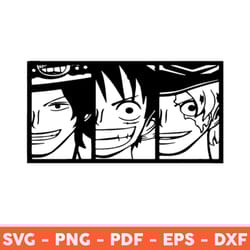 portgas d. ace svg, monkey d. luffy svg, sabo svg, one piece svg, manga svg, svg, png, dxf, eps - download