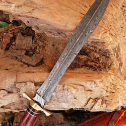 double edge blade sword hand forged pakka wood with guard handle