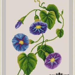 morning glory 75 vintage cross stitch pattern pdf garden flowers embroidery compatible pattern keeper