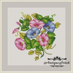 morning glory 76 vintage cross stitch pattern pdf garden flowers embroidery compatible pattern keeper