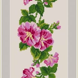 pink morning glory 77 vintage cross stitch pattern pdf garden flowers embroidery compatible pattern keeper