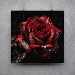 beautiful red rose poster - downloadable and printable digital painting